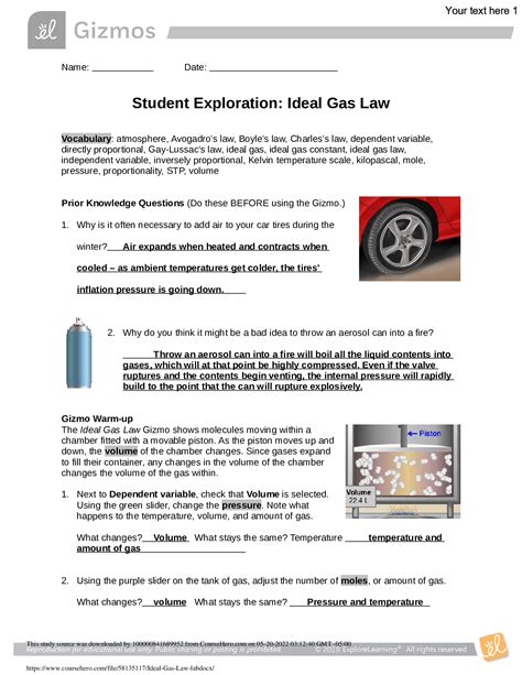 The teacher will need a Gizmo account and need to assign the "Ideal Gas Law" Gizmo to their class before use. . Gizmo ideal gas law answer key